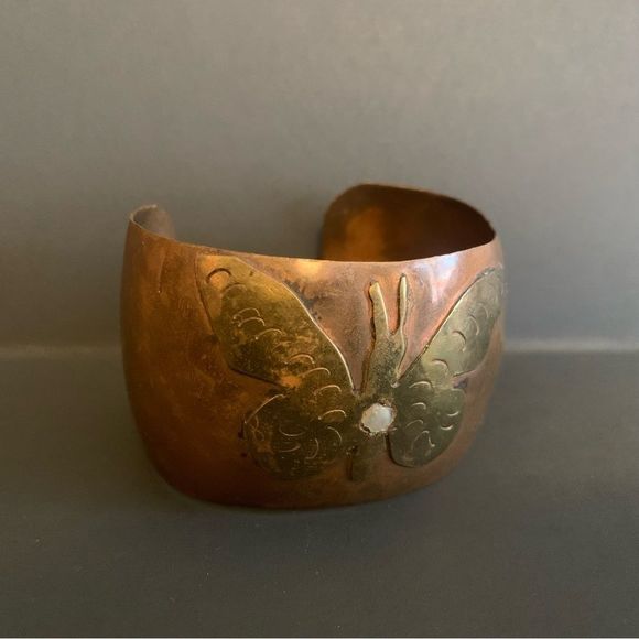 Vintage Jewelry - Vintage Artisan Copper Butterfly Bracelet